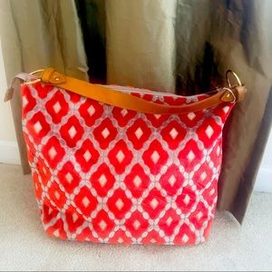 Glenda Geis shoulder bag beautiful salmon color. Brown leather strap. Like new.